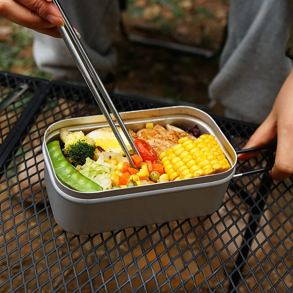 Camping Hiking Cooking - ชุดอุปกรณ์บนโต๊ะอาหารน้ำหนักเบา ชุดเครื่องครัวสำหรับตั้งแคมป์ กล่องอาหารกลางวัน หม้อหุงต้ม อุปกรณ์ปิกนิก ชุดช้อนส้อมกลางแจ้ง