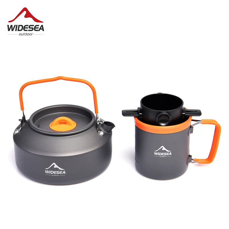 Camping Cooking Box Set - Widesea Campingกาแฟชุดเครื่องครัวกลางแจ้งชุดอุปกรณ์แก้วกาต้มน้ำหม้อทำอาหารกาน้ำชากรองแร็คถ้วยหม้อการท่องเที่ยว