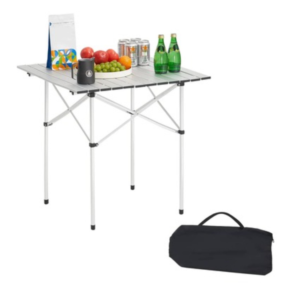 Camping Cooking Requirements - โต๊ะพับสำหรับตั้งแคมป์แบบพกพา ทำจากอะลูมิเนียมอัลลอยด์น้ำหนักเบา พร้อมกระเป๋าใส่ ขนาดกว้าง 27.6 นิ้ว