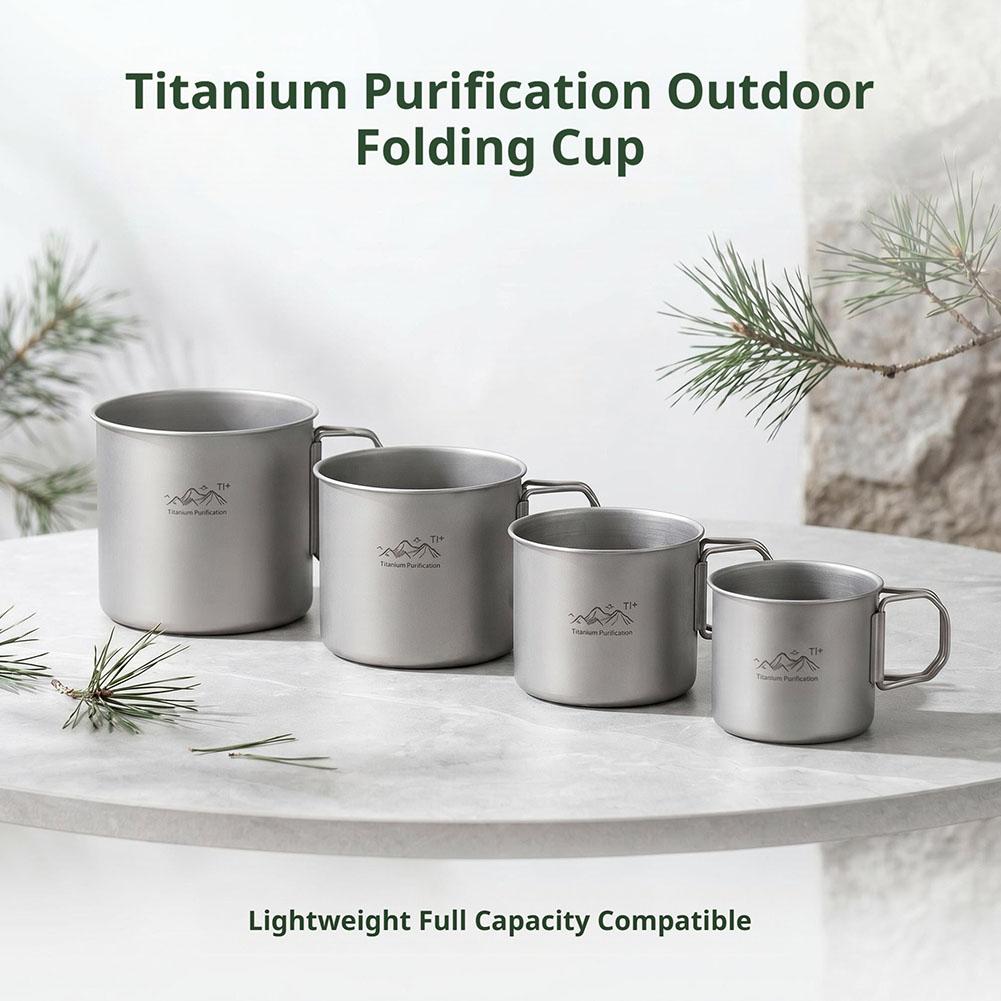 Camping Cooking Mug - แก้วสแตนเลสสำหรับตั้งแคมป์ เดินป่ากลางแจ้ง น้ำหนักเบาพิเศษ สำหรับเดินทาง ชงชา กาแฟ