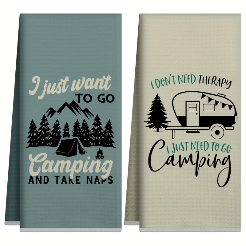 Camping Cooking Kitchen Set - 2 ชิ้น, ผ้าเช็ดครัวสไตล์แคมป์ปิ้ง, ชุดผ้าเช็ดตัวขนาด 40 ซม.*