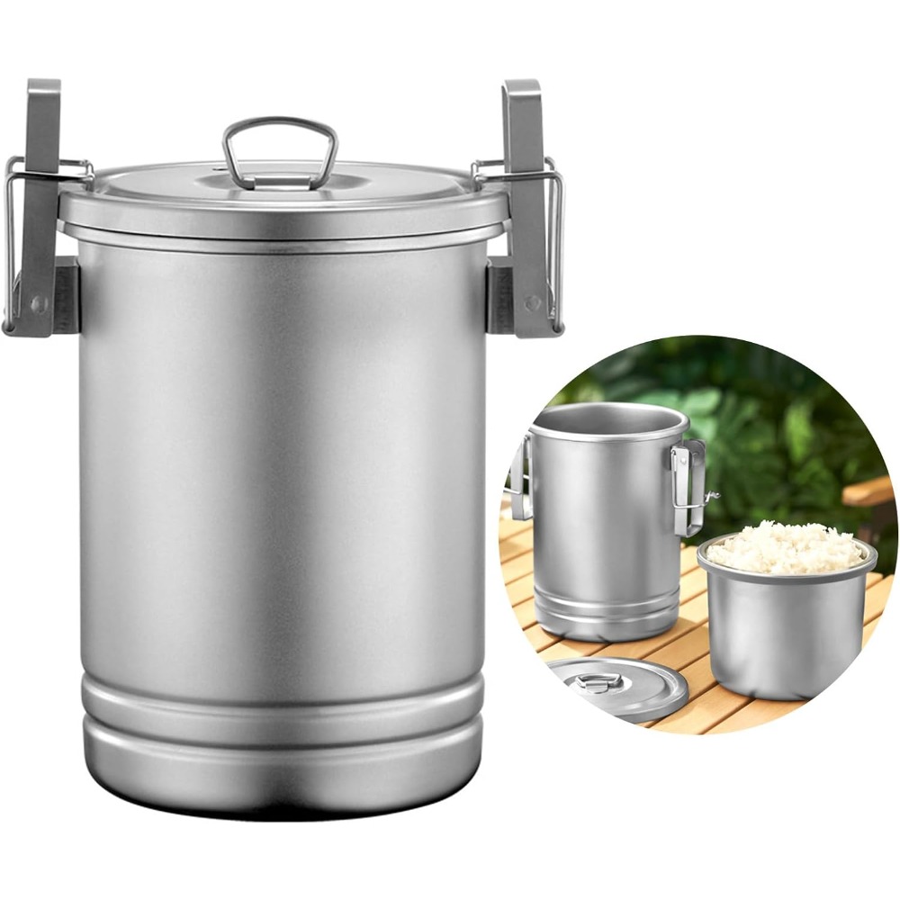 Nesting Camping Cooking Set - ชุดหม้อสำหรับทำอาหารแบบพกพาพร้อมฝาปิด ทำจากสแตนเลส 304 สำหรับต้ม ตุ๋น และนึ่ง