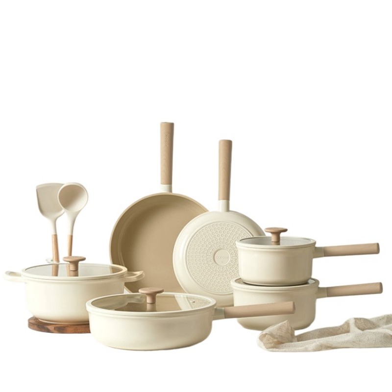 Camping Cooking Kitchen Set - ชุดเครื่องครัวเซรามิกไทเทเนียมสีขาวราคาถูกยี่ห้อ Geling ของจีน ขายส่ง 8 ชิ้น