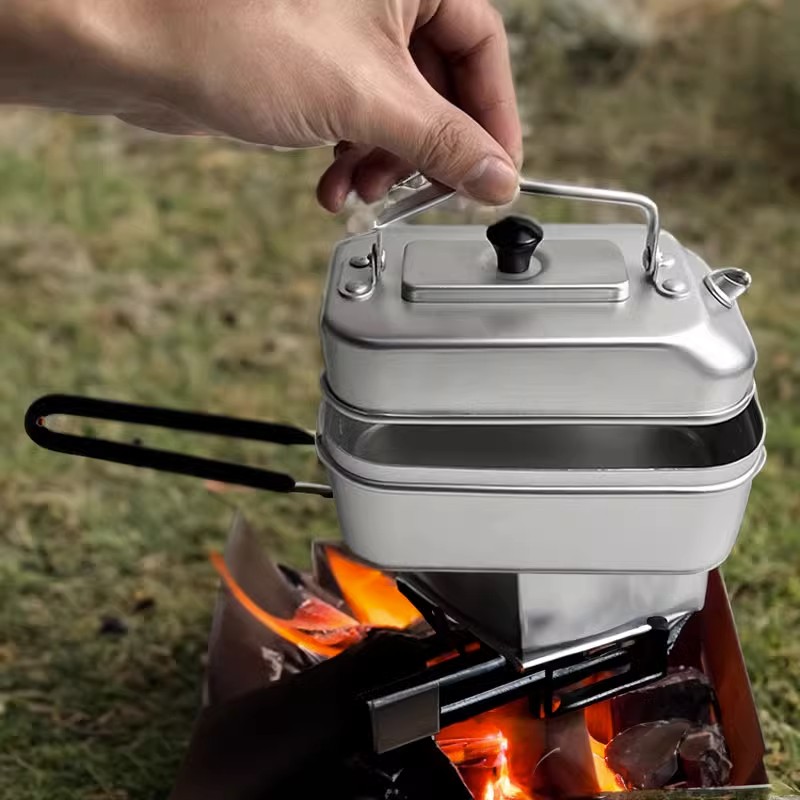 Camping Cooking Kitchen Set - กาน้ำชาแบบพกพาสำหรับปิกนิกการตั้งแคมป์ท่องเที่ยวกาต้มน้ำรับประทานอาหารกลางแจ้งตกปลาแคมป์เดินป่ากาต้มน้ำในครัว