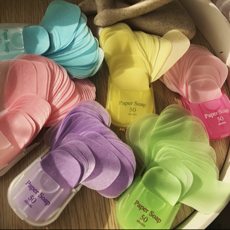 Biodegradable Soap Camp - แผ่นสบู่แบบพกพา 50 ชิ้น | สำหรับผู้ใหญ่ทุกเพศ, กลิ่นลาเวนเดอร์,