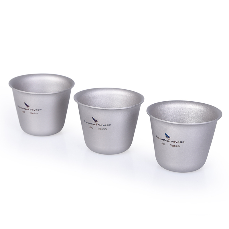 Camping Cooking Mug - ชุดแก้วไทเทเนียม 3 ชิ้น Boundless Voyage แก้วไวน์ขนาดเล็กสำหรับตั้งแคมป์กลางแจ้ง