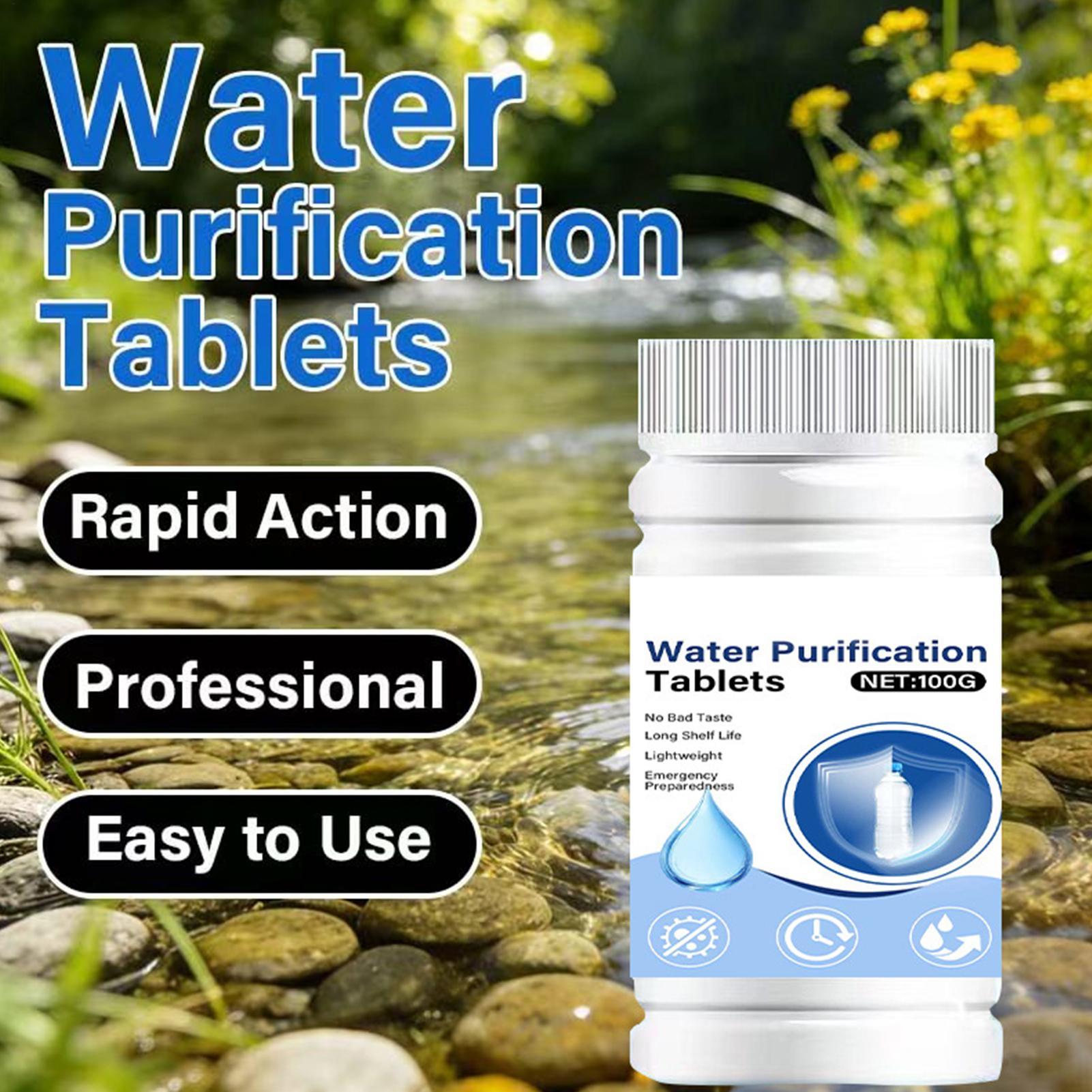 Water Purification Tablet - เม็ดยาทำความสะอาดน้ำละลายเร็ว พกพาสะดวก ใช้ได้ในกรณีฉุกเฉิน สำหรับแคมป์ปิ้ง เดินป่า และแบกเป้