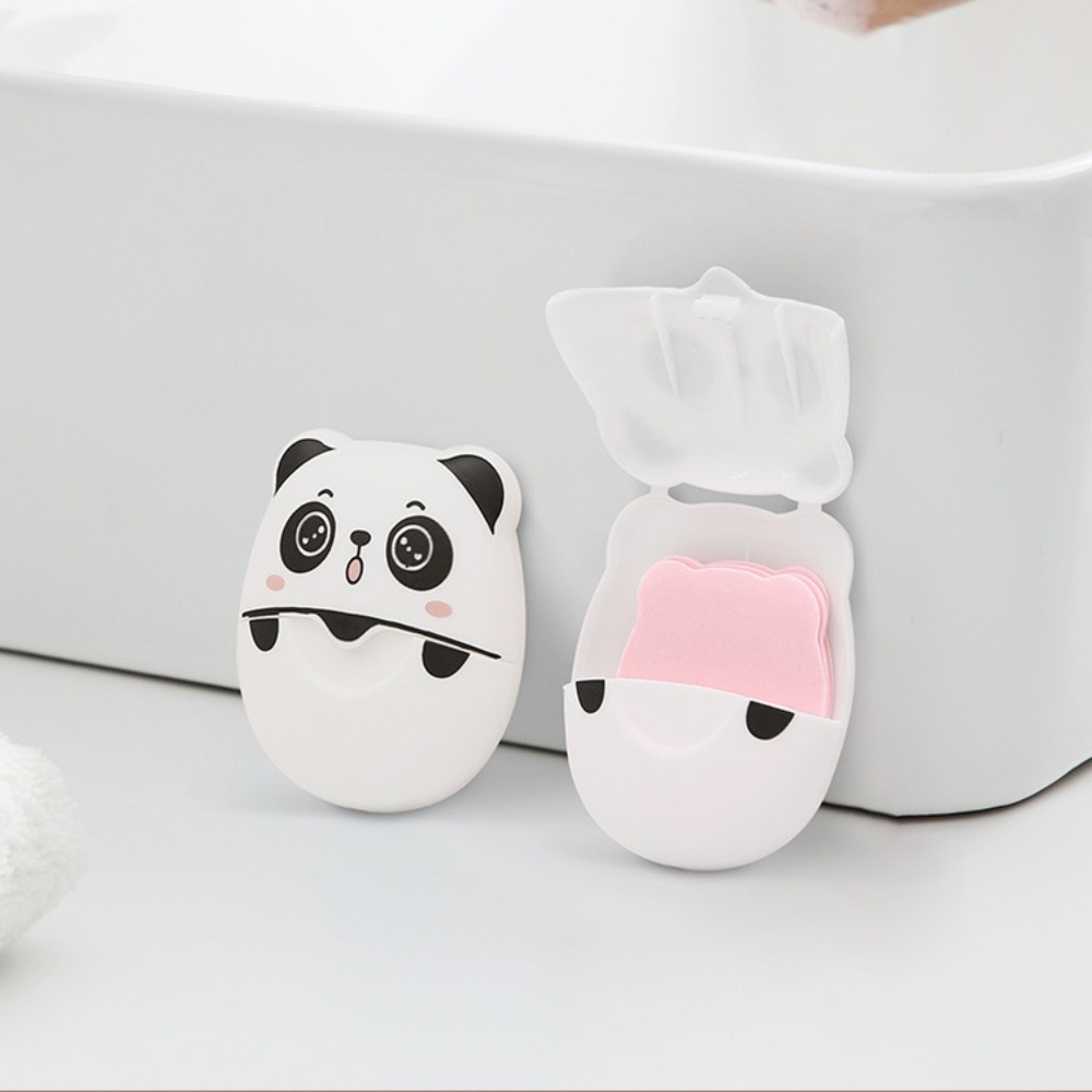 Biodegradable Soap Camp - แผ่นสบู่แบบใช้แล้วทิ้งขนาดเล็กมีกลิ่นหอมสำหรับเดินป่าตั้งแคมป์เดินทาง50ชิ้น/กล่องเกล็ดสบู่แพนด้า