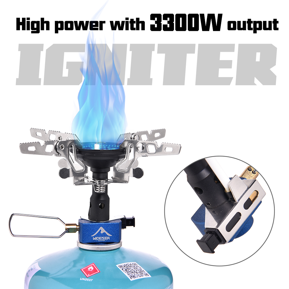 Camping Cooking Fire - เตาแก๊สปิกนิกสำหรับตั้งแคมป์กลางแจ้ง 3300 วัตต์ พร้อมอุปกรณ์จุดไฟ อุปกรณ์แคมป์ปิ้งแบบพกพา สำหรับนักท่องเที่ยว