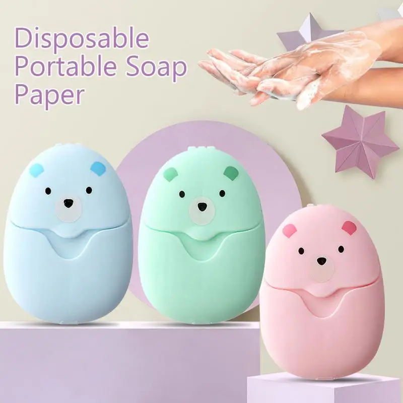 Biodegradable Soap Camp - 50 ชิ้นแผ่นสบู่แบบพกพากระดาษสบู่ Bath Hand Outdoor Travel