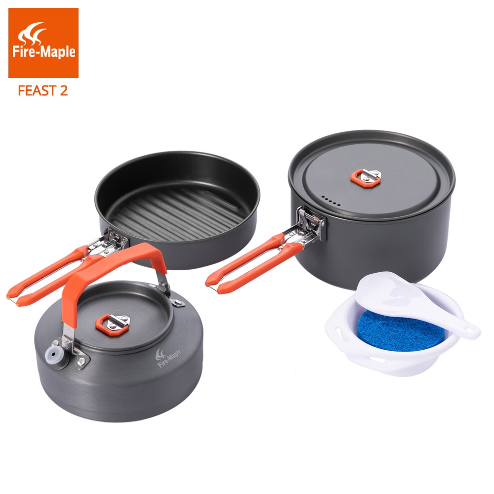 Camping Cooking Box Set - เมเปิลไฟปิกนิกหม้อกระทะชุดกลางแจ้งเดินป่าตั้งแคมป์เครื่องครัวแบกเป้ทำอาหารพับจับอะลูมินัมอัลลอยฉลอง2 FMC-F2