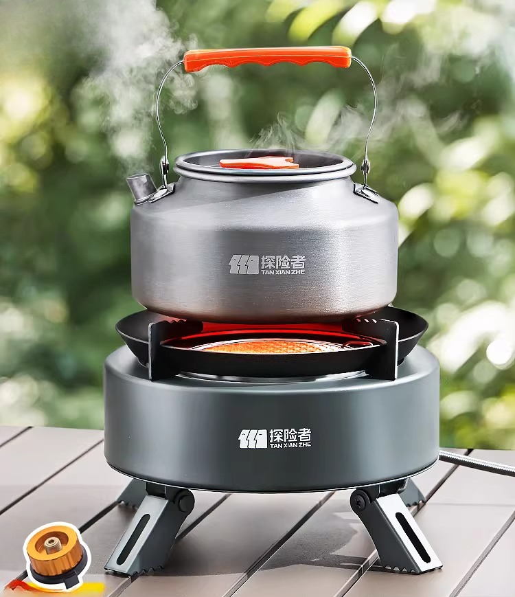Camping Cooking Box Set - เตาแก๊สพกพาแบบแยกส่วน สำหรับตั้งแคมป์ปิกนิกกลางแจ้ง ชุดอุปกรณ์เตาแก๊สแบบกันลม ไม่มีถังแก๊ส