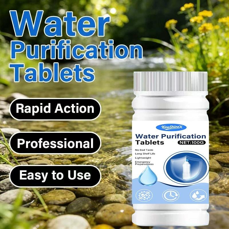 Water Purification Tablet - แท็บเล็ตกรองน้ำแบบพกพา 1 ขวด ละลายเร็ว ใช้สำหรับกรองน้ำดื่มสำหรับการตั้งแคมป์ เดินป่า