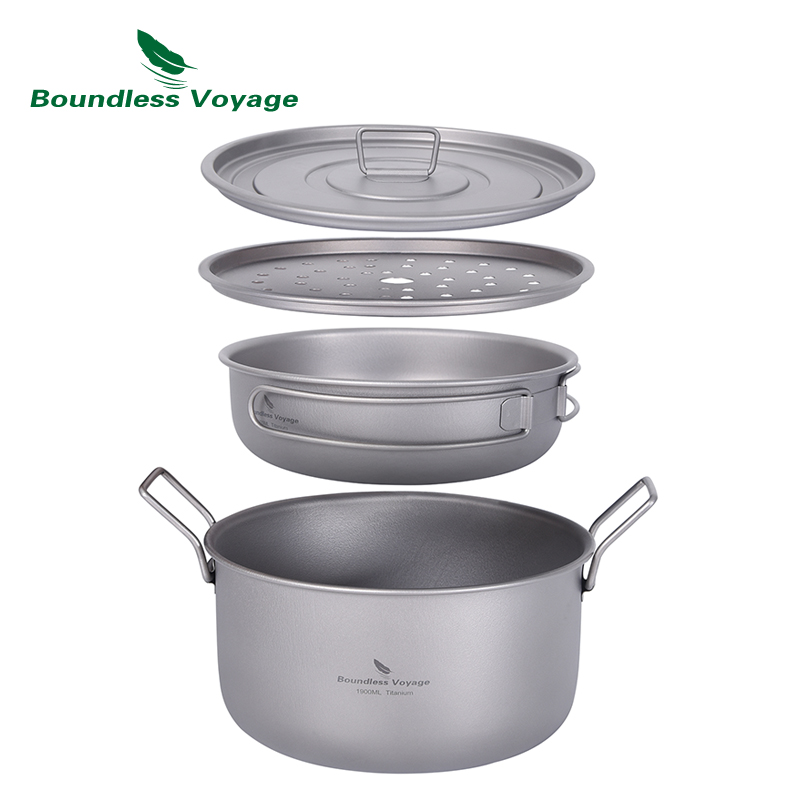 Camping Cooking Recipes - อย่างไร้ขอบเขตการเดินทางหม้ออาหารแคมป์ปิ้งหม้อไอน้ำไทเทเนียมอเนกประสงค์พร้อมฝาปิดชุดรับประทานกลางแจ้ง Ti2057C