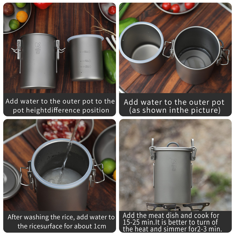 KEITH หม้อหุงข้าวไทเทเนียมบริส - Camping Hiking Cooking บทวิจารณ์และราคา