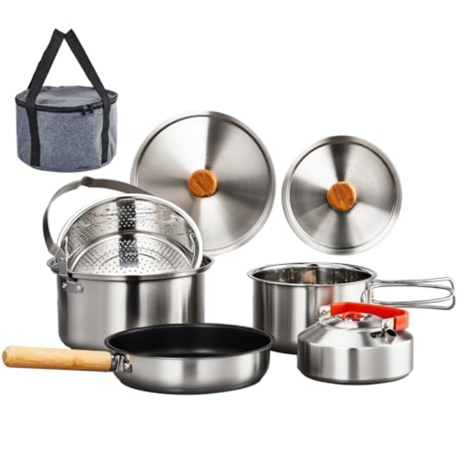ชุดเครื่องครัวสำหรับแคมป์ปิ้ง, - Nesting Camping Cooking Set บทวิจารณ์และราคา