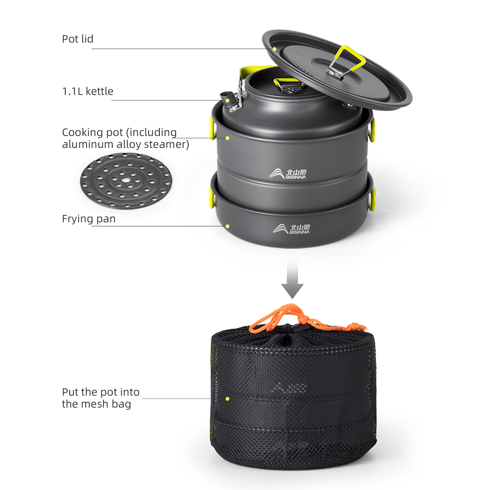 BISINNA ชุดเครื่องครัวสำหรับตั - Nesting Camping Cooking Set บทวิจารณ์และราคา