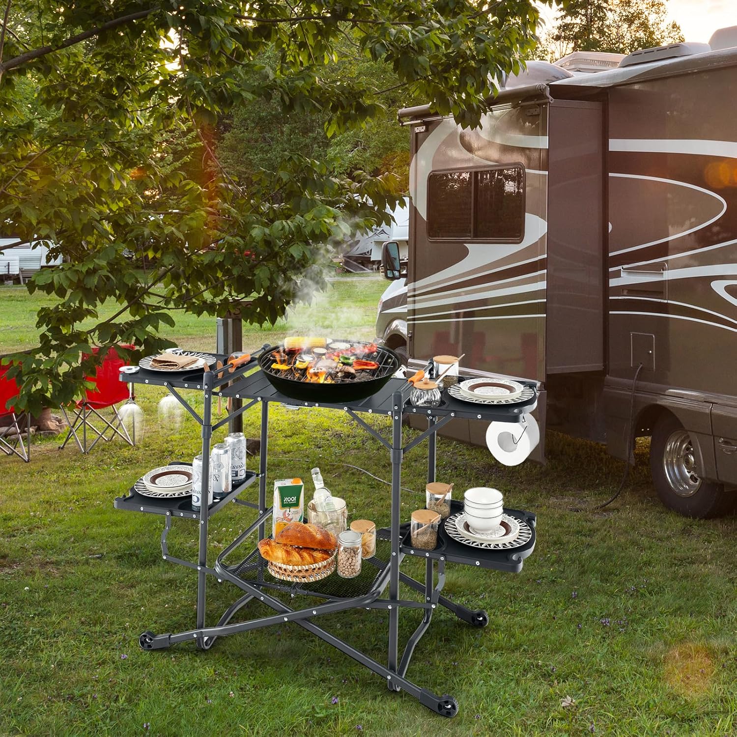 โต๊ะทำอาหารแบบพกพาสำหรับแคมป์ป - Camping Cooking Top บทวิจารณ์และราคา