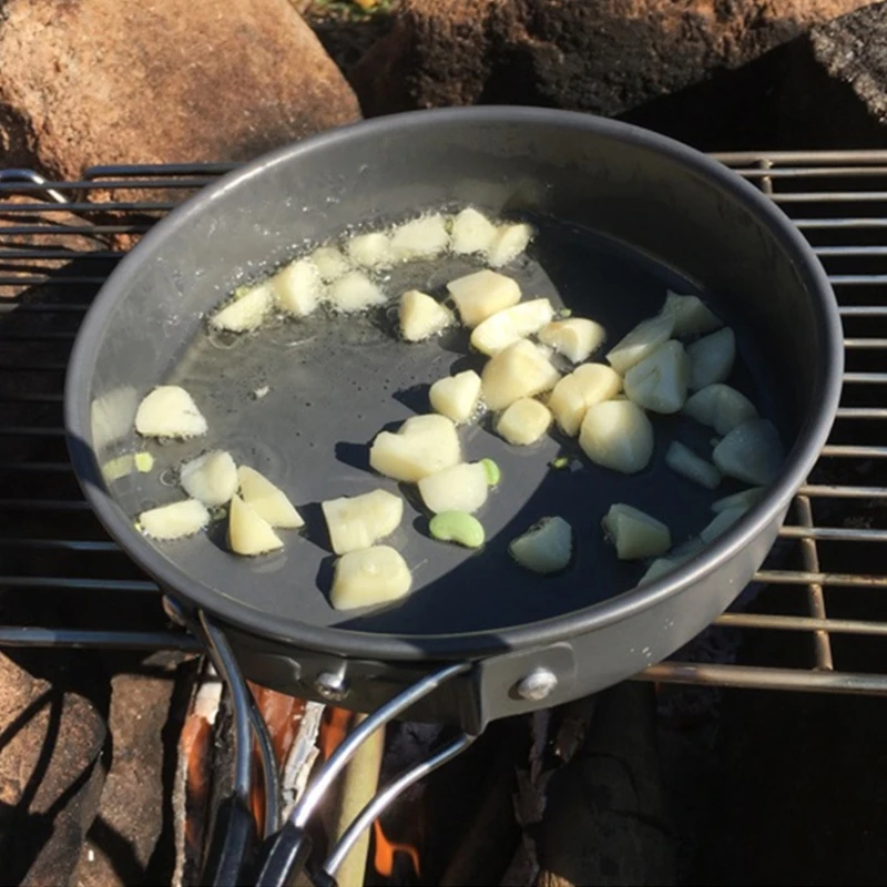 กระทะแบบพกพากระทะนอนสติ๊กแบบกะ - Camping Cooking Pan Set บทวิจารณ์และราคา
