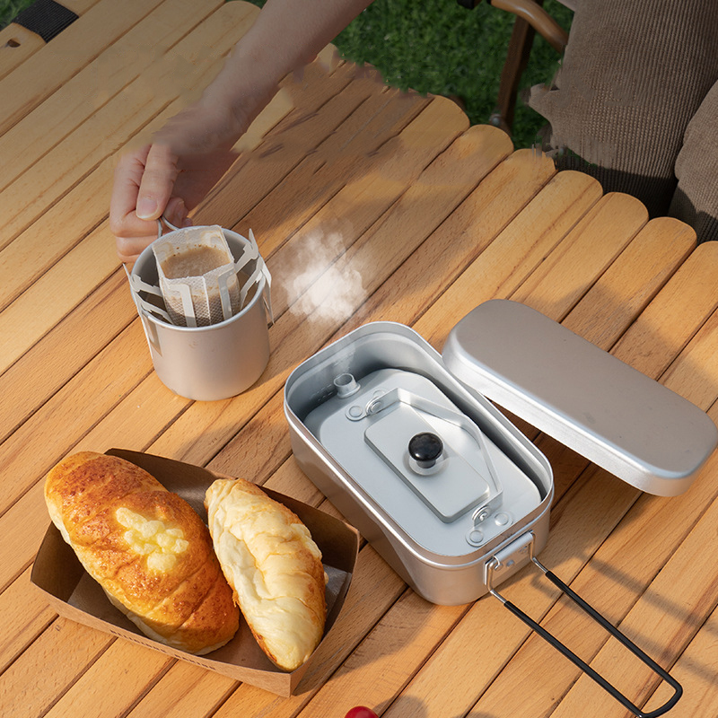 กาน้ำชาแบบพกพาสำหรับปิกนิกการต - Camping Cooking Kitchen Set บทวิจารณ์และราคา