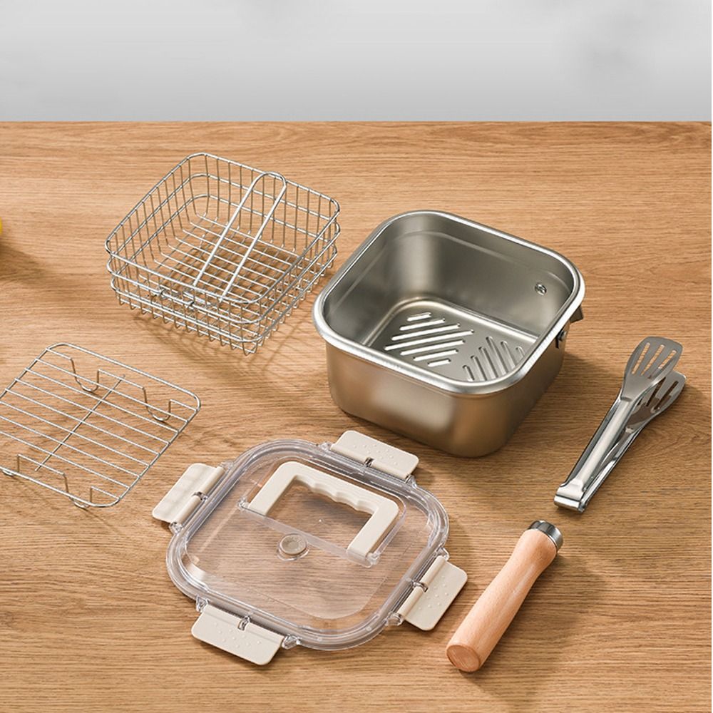 กระทะสแตนเลสแบบพกพา รูปทรงสี่เ - Camping Cooking Recipes บทวิจารณ์และราคา