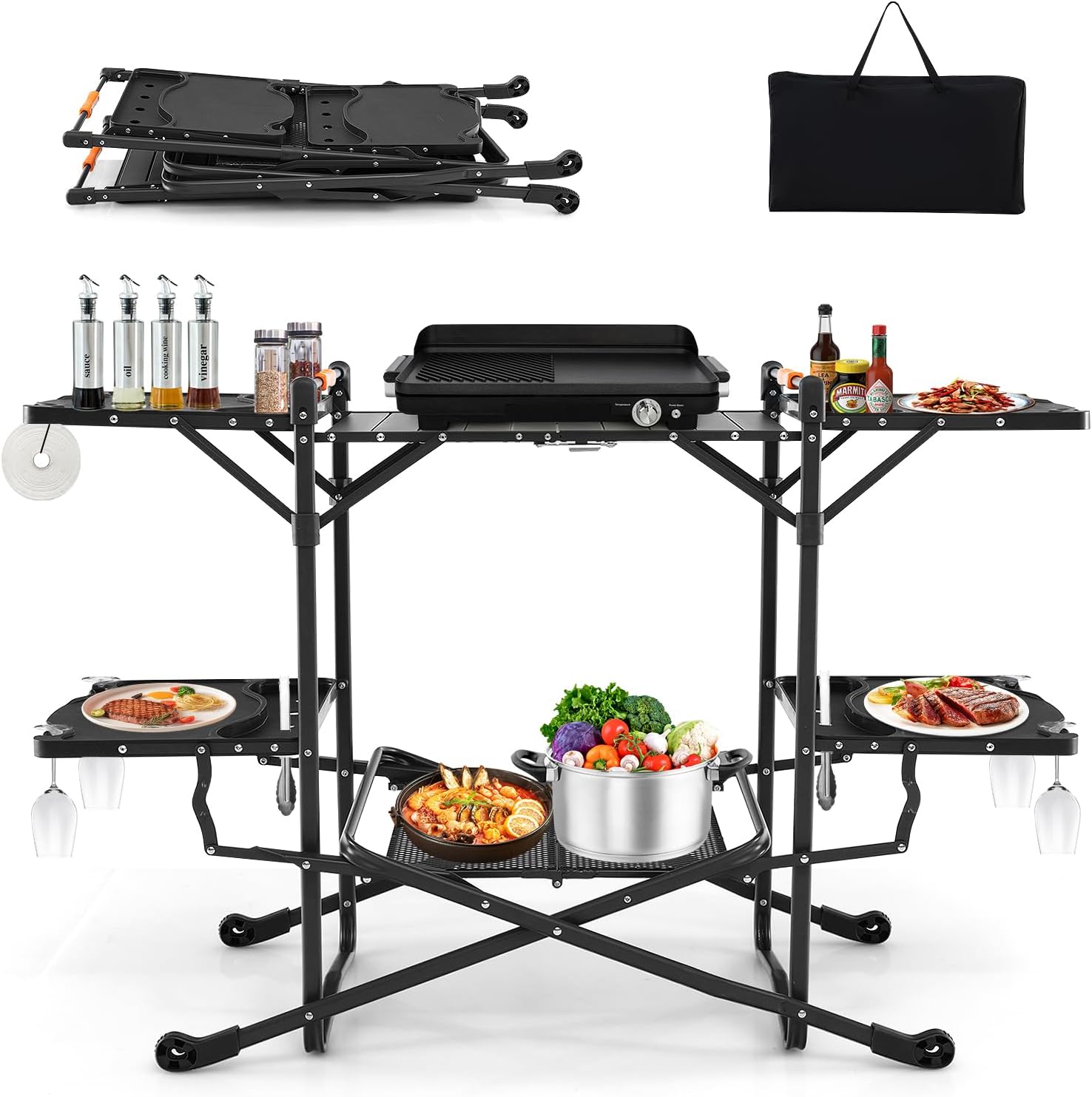 โต๊ะทำอาหารพับได้แบบพกพาสำหรับ - Camping Cooking Top บทวิจารณ์และราคา