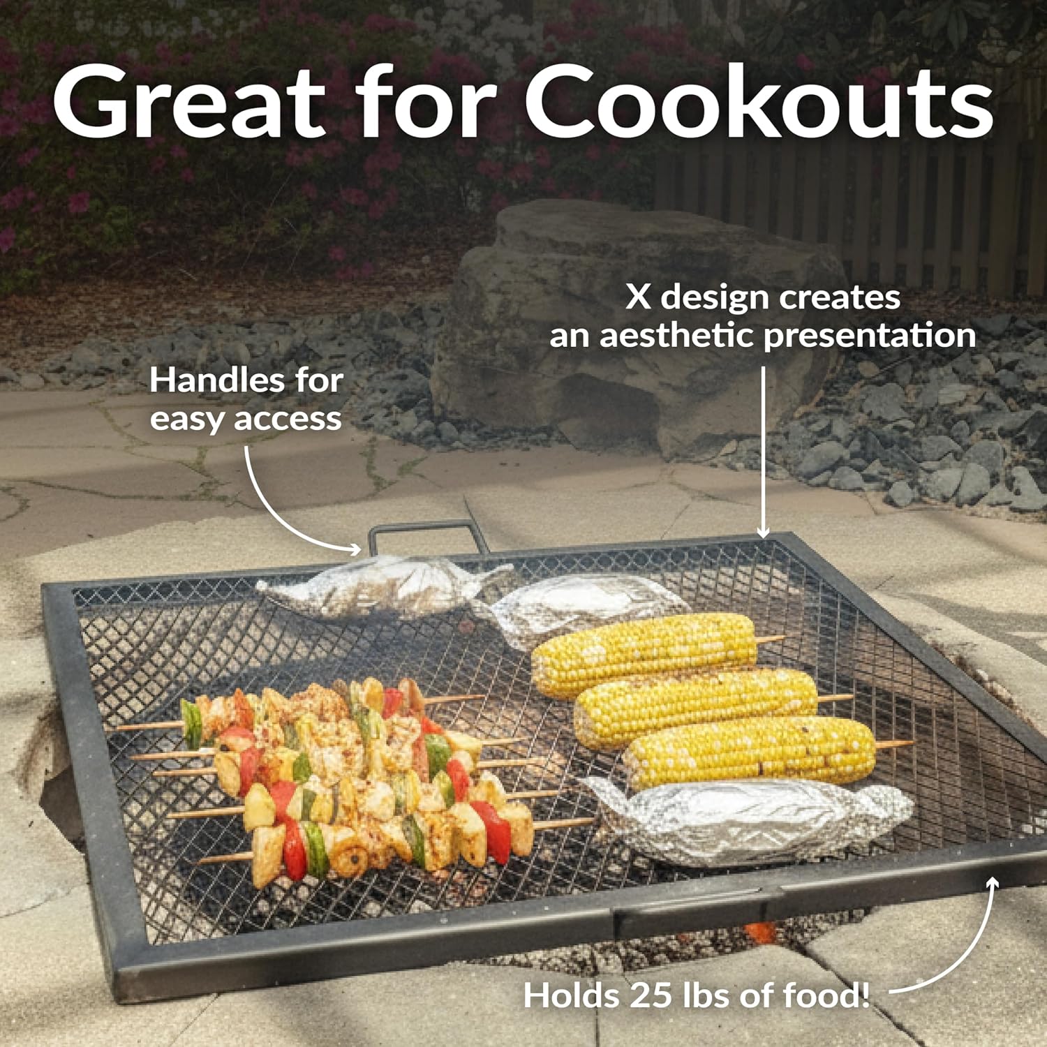 ตะแกรงย่างเหล็กสำหรับเตาไฟกลาง - Campfire Cooking บทวิจารณ์และราคา