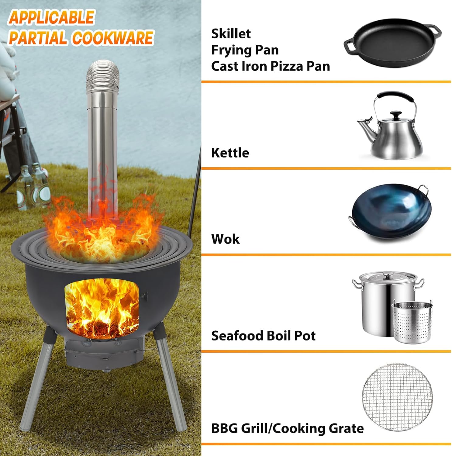เตาเผาไม้แบบพกพาสำหรับตั้งแคมป - Camping Hiking Cooking บทวิจารณ์และราคา