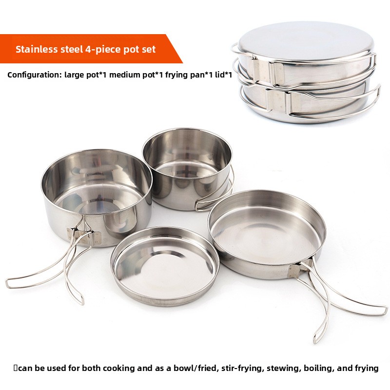 ชุดเครื่องครัวแคมป์ปิ้งสแตนเลส - Nesting Camping Cooking Set บทวิจารณ์และราคา