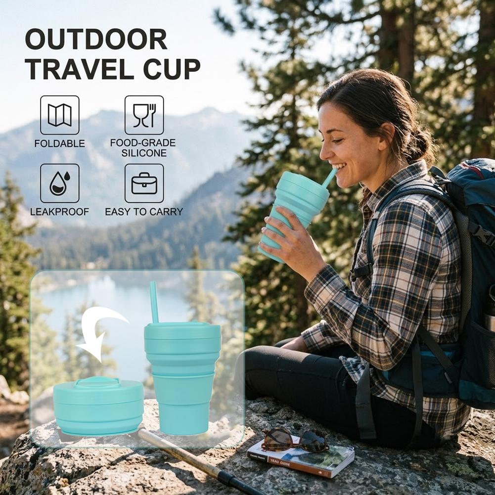 ถ้วยกาแฟซิลิโคนพับได้พร้อมฝาปิ - Camping Cooking Mug บทวิจารณ์และราคา