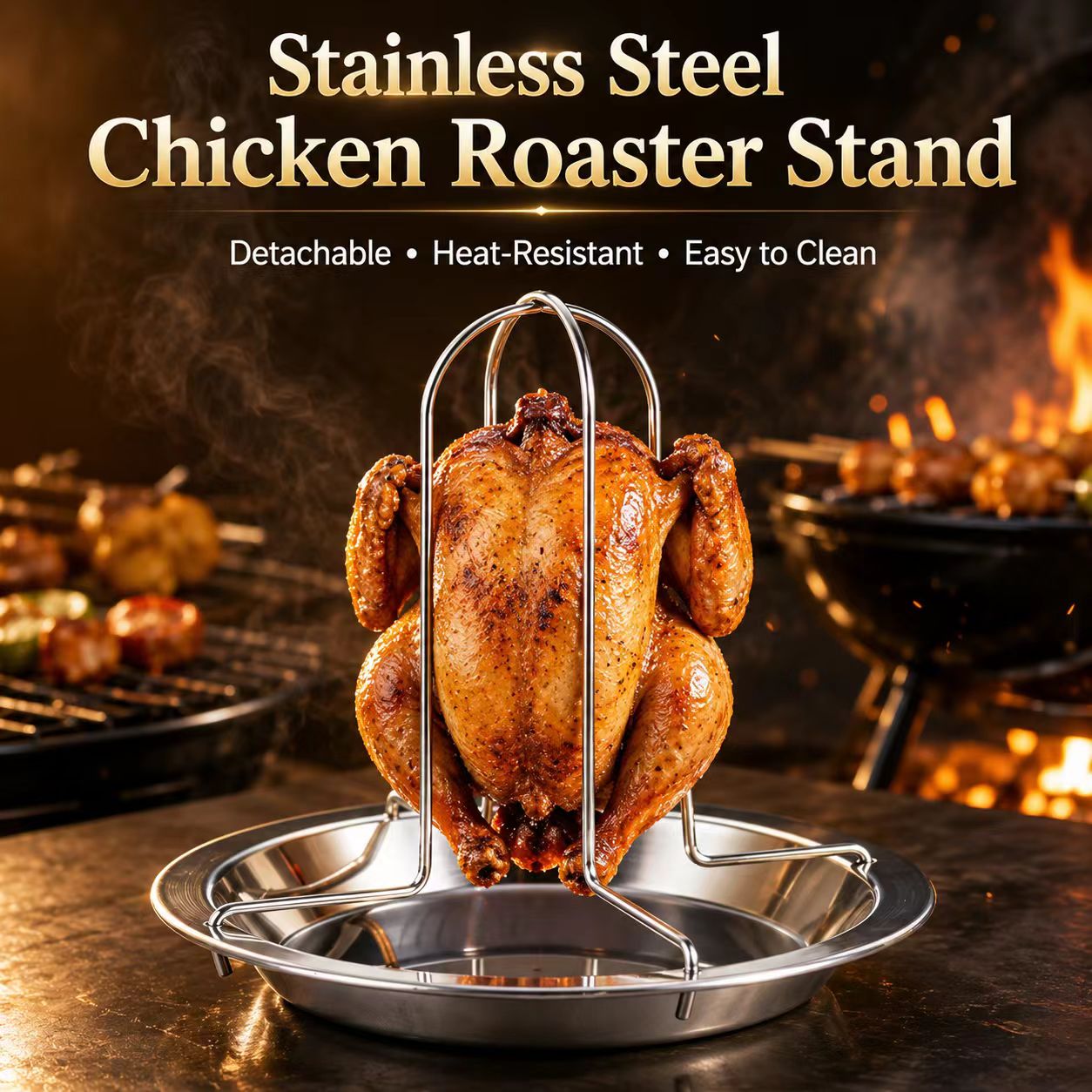 ขาตั้งย่างไก่แบบพกพาสำหรับบาร์ - Campfire Cooking บทวิจารณ์และราคา