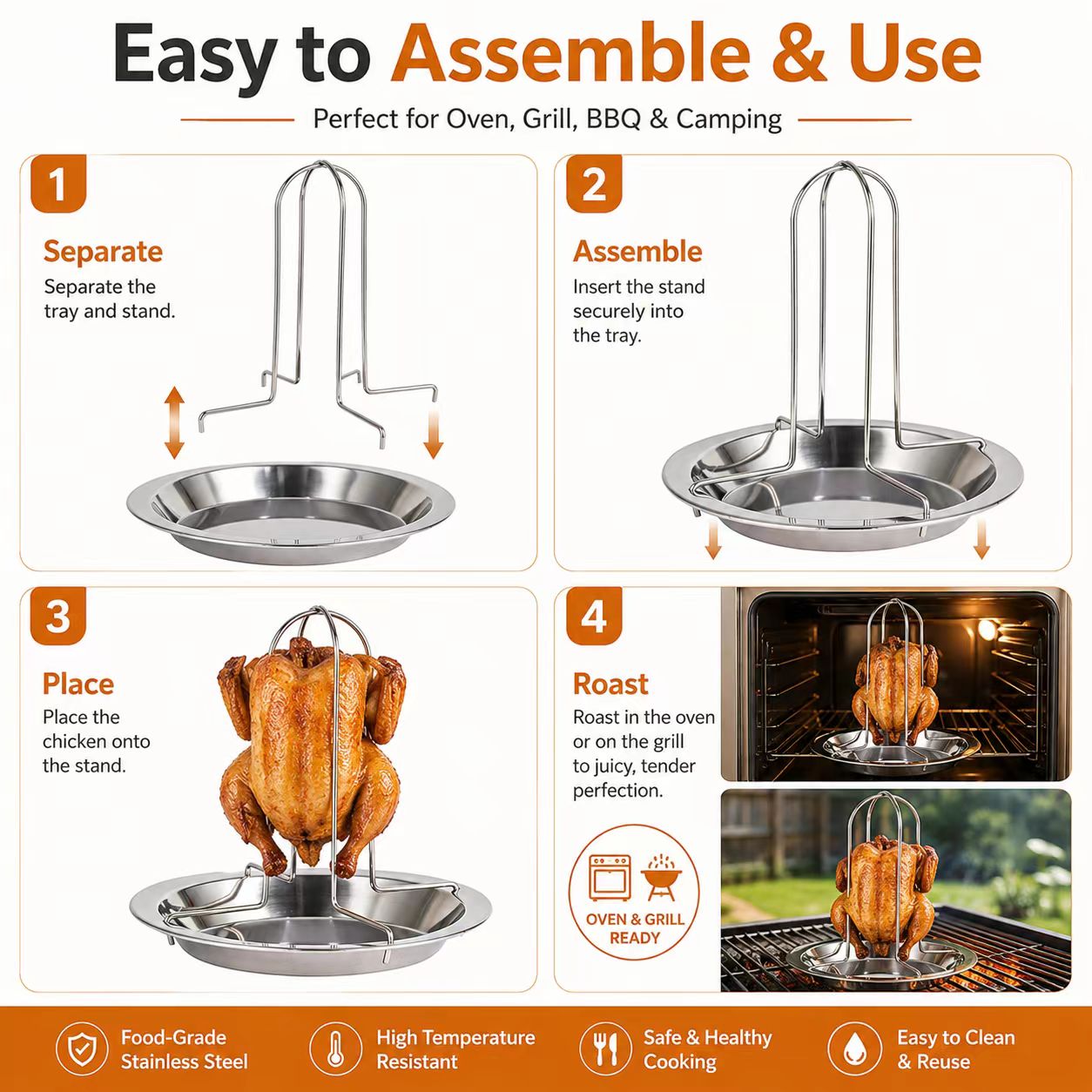 ขาตั้งย่างไก่แบบพกพาสำหรับบาร์ - Campfire Cooking บทวิจารณ์และราคา