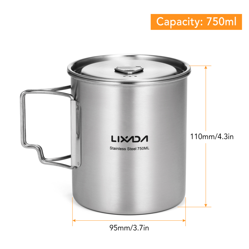 Lixada ถ้วยกระบอกใส่น้ำสแตนเลส - Camping Cooking Mug บทวิจารณ์และราคา