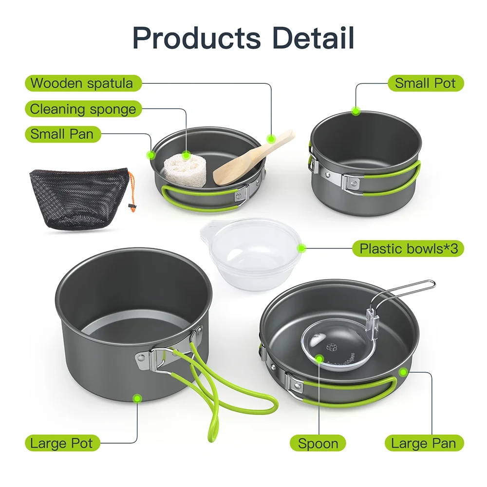 ชุดอุปกรณ์ทำอาหารสำหรับตั้งแคม - Camping Cooking Set For 4 บทวิจารณ์และราคา