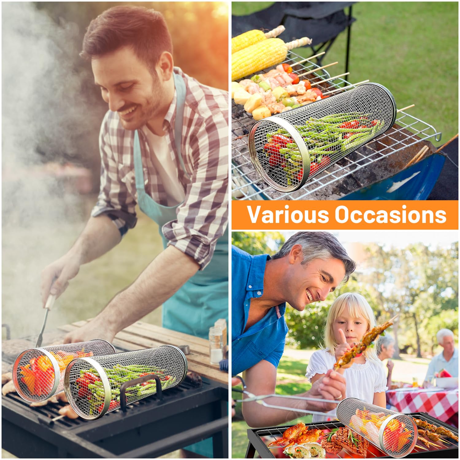 2 ชิ้น Rolling ย่างตะกร้าสําหร - Camping Cooking Recipes บทวิจารณ์และราคา