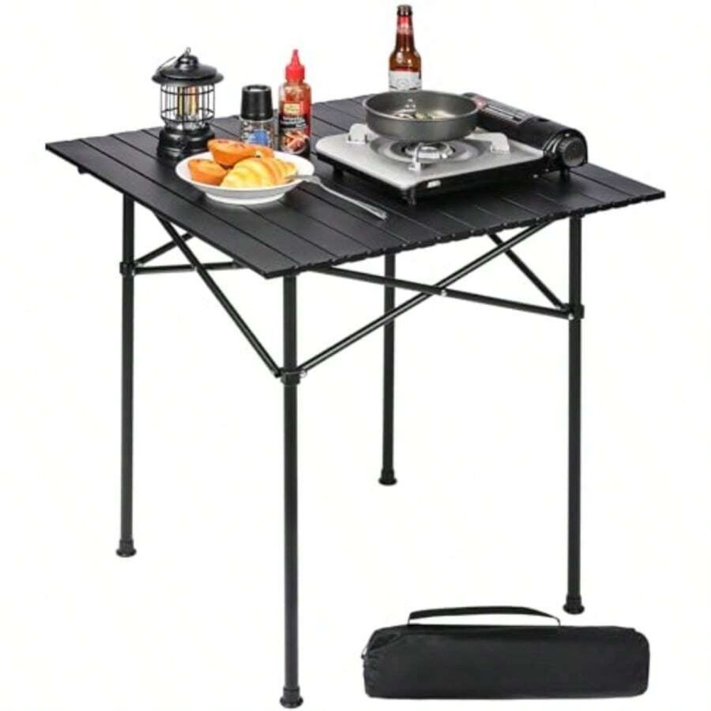 โต๊ะตั้งแคมป์แบบพับได้ สีดำ ทร - Camping Cooking Requirements บทวิจารณ์และราคา