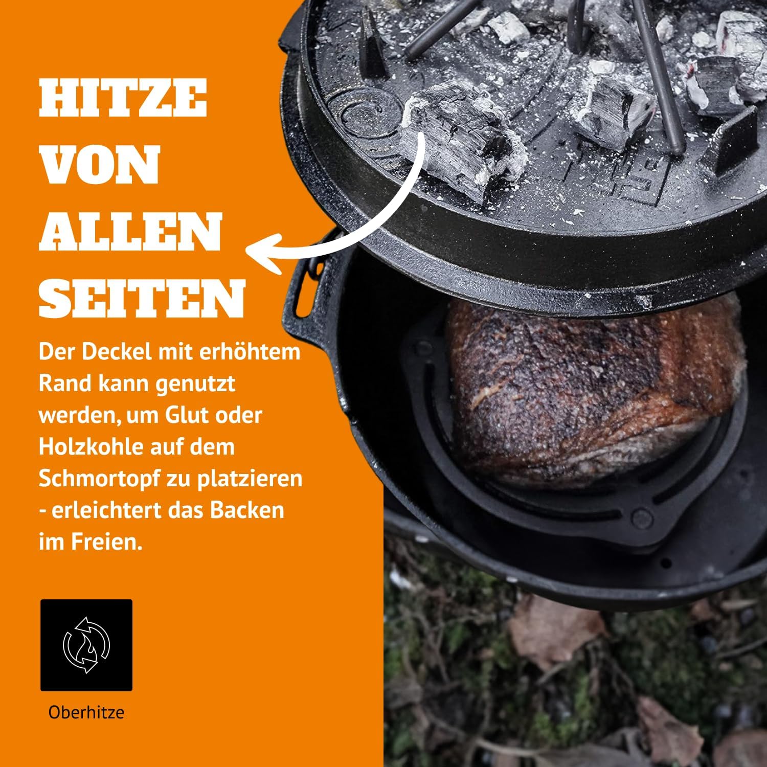 หม้อเหล็กหล่อเคลือบผิวพร้อมขา  - Campfire Cooking บทวิจารณ์และราคา
