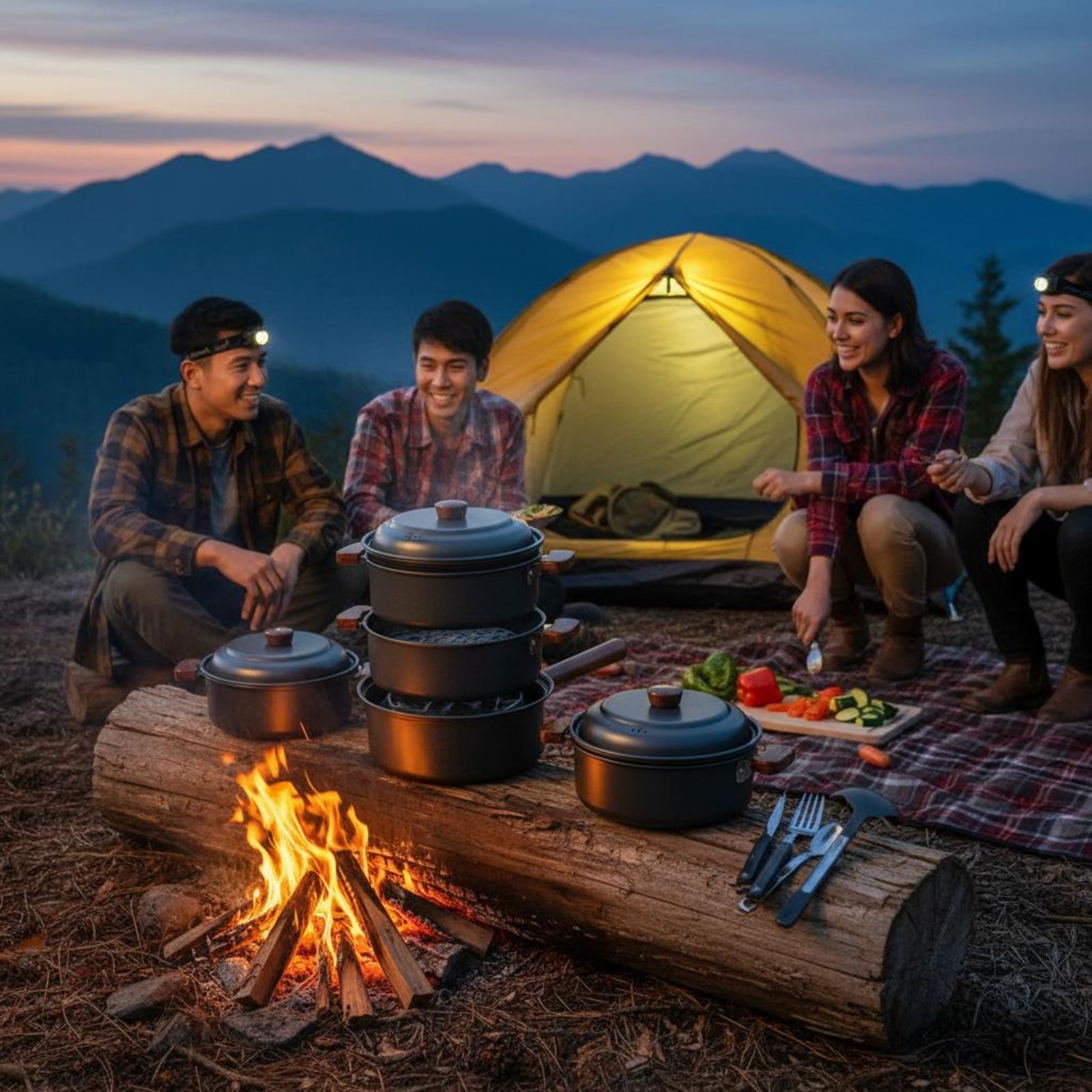 หม้อปรุงอาหารกลางแจ้ง 3 ลิตร น - Nesting Camping Cooking Set บทวิจารณ์และราคา